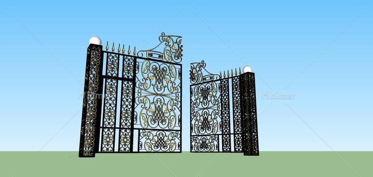建筑构件-铁艺大门(78653)su模型下载