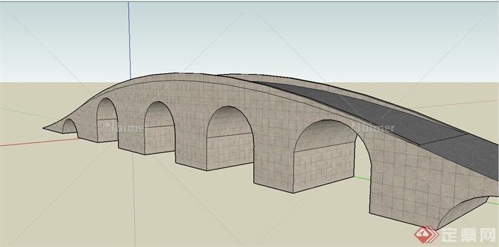 某现代风格石头拱桥设计SU模型[原创]