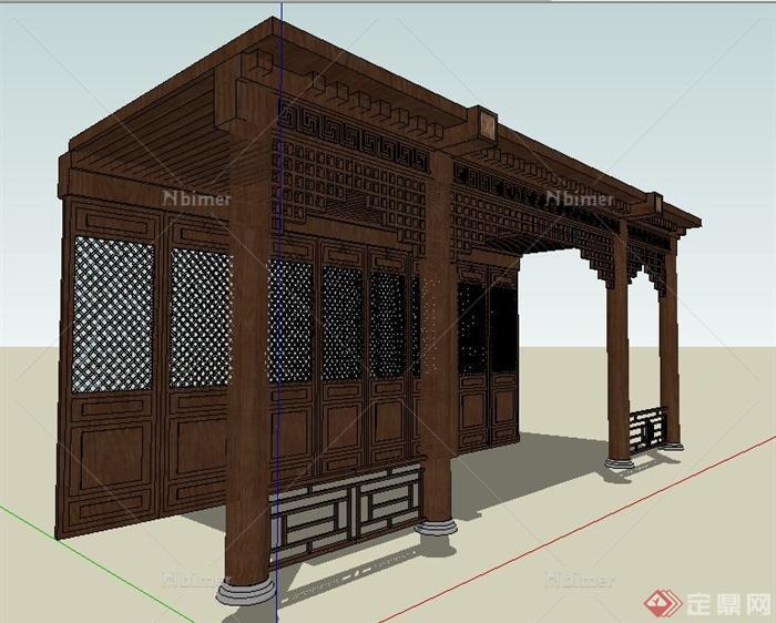 中式风格景观廊架设计su模型