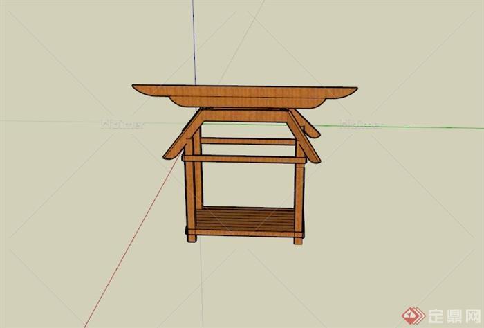 某木制方形特殊廊架设计SU模型