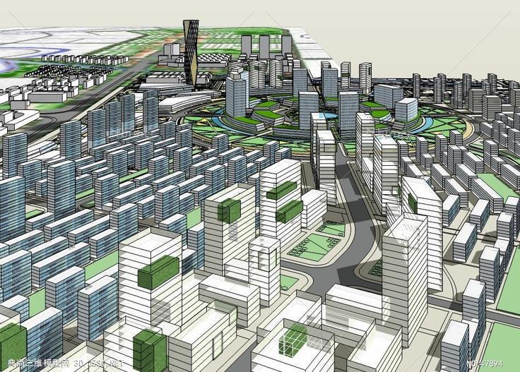 部城市副中心城市规划 su模型 3d规划