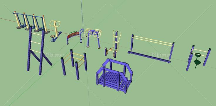 儿童老人活动健身器材(90060)su模型下载