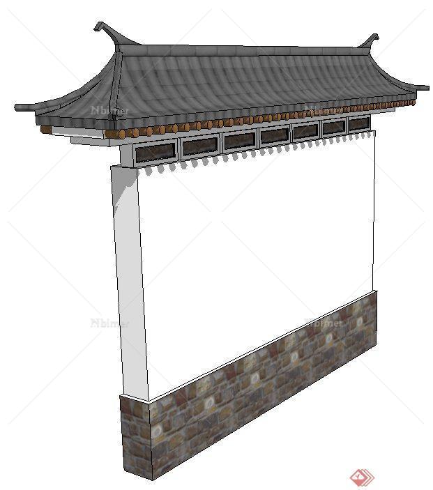 古典中式景墙照墙设计SU模型