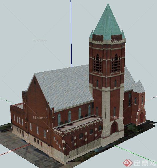 简欧风格圣玛丽教堂建筑设计su模型