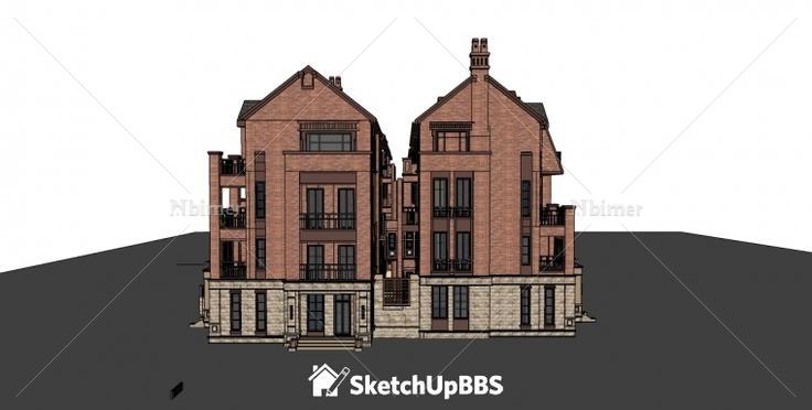 英式联排建筑设计方案带SketchUp模型下载分享