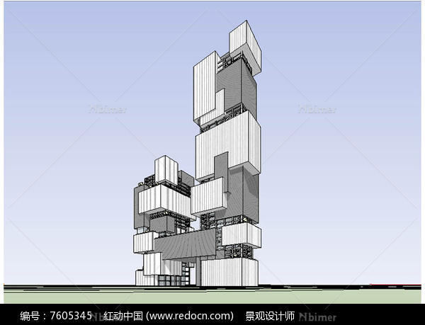 高层办公楼建筑草图大师SU模型