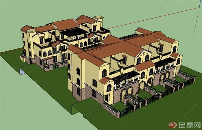 某欧式风格住宅建筑设计方案SU模型