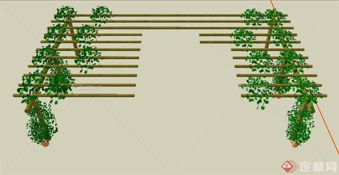 园林景观现代花架su细致模型