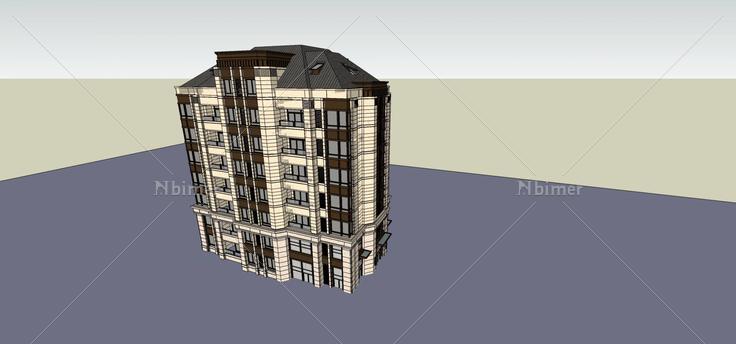 新古典风格多层住宅楼(72569)su模型下载