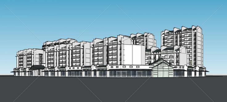 徽式沿街商业住宅楼(78594)su模型下载