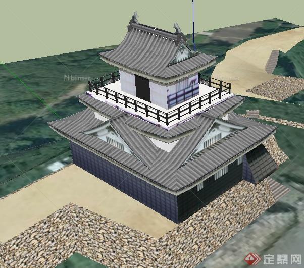 某日本古建滨松城堡旅游景点建筑设计su模型