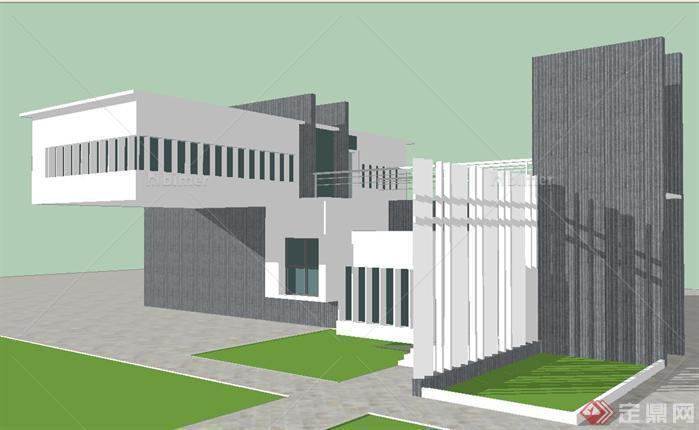 小型建筑事务所建筑设计SketchUp(SU)3D模型[原创