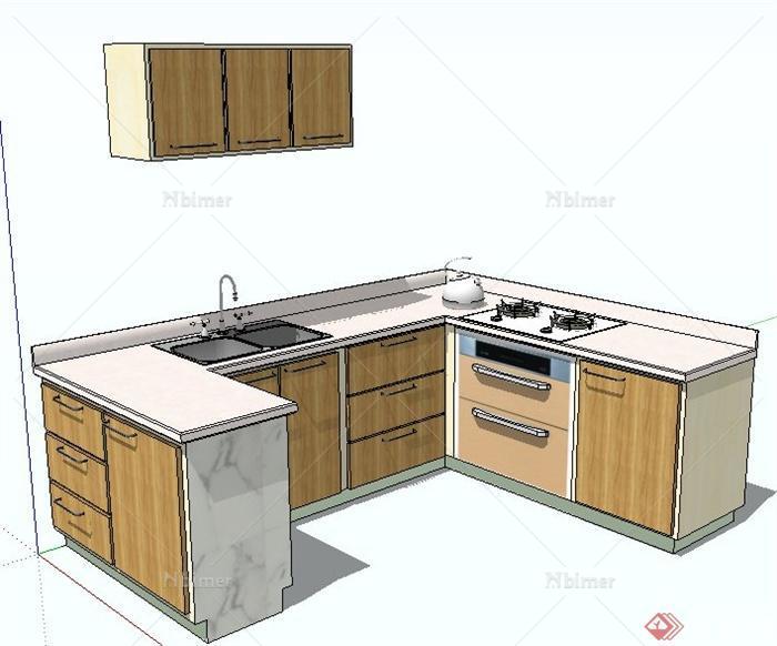 现代简约风格橱柜设计su模型