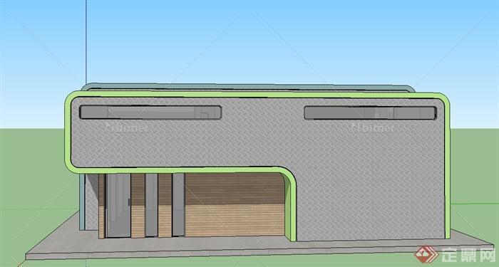 现代某新型单层住宅建筑设计SU模型