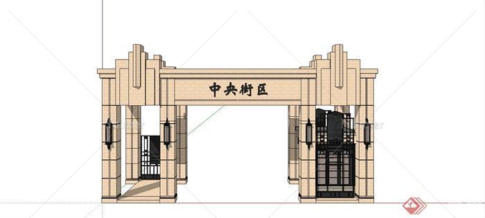 某欧式风格中央街区大门设计SU模型[原创]