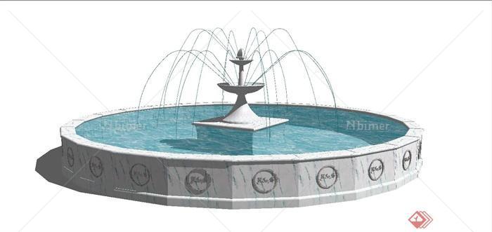 欧式圆形喷泉设计SU模型[原创]