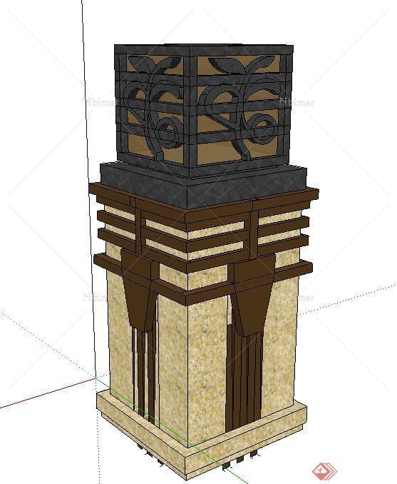 一个景观柱子设计su模型