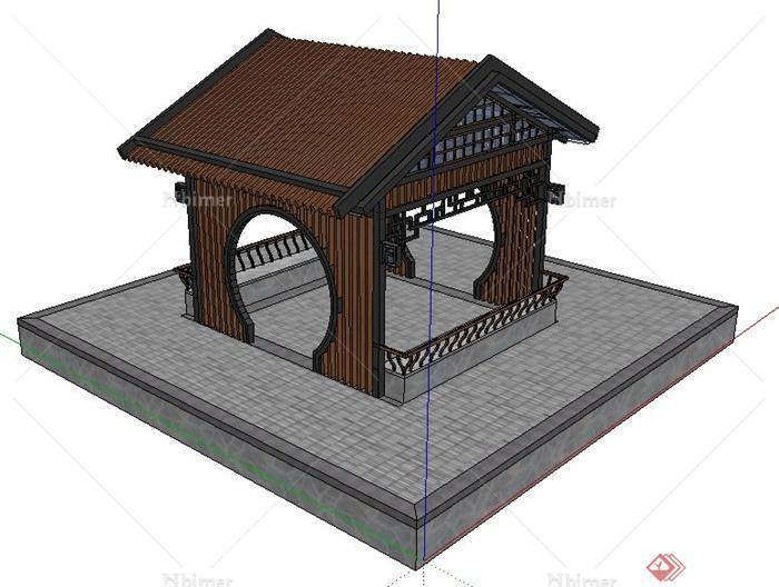 现代新中式凉亭设计su模型