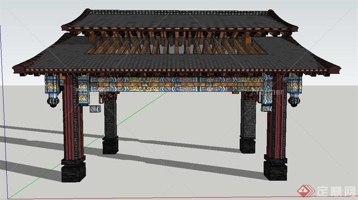 古典中式门廊、大门设计SU模型