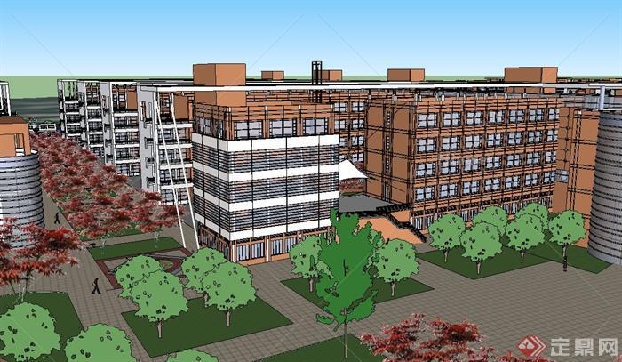 现代多层实验中学建筑设计SU模型
