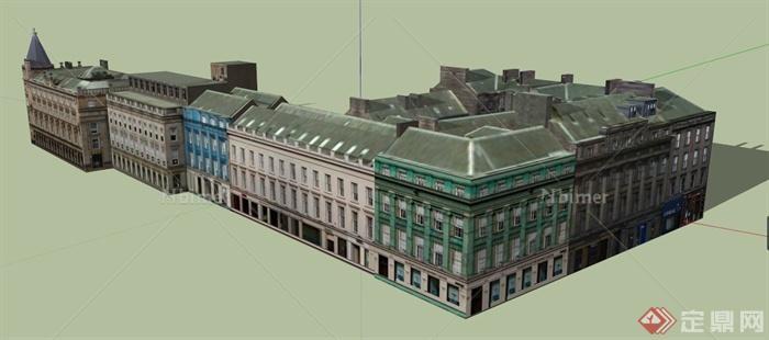新古典欧式商住楼建筑设计SU模型