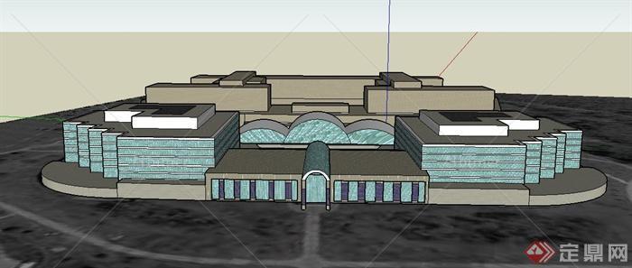 现代某工业办公楼建设计SU模型