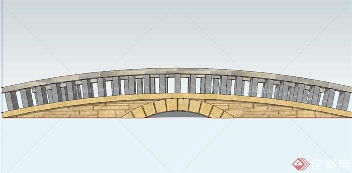现代中式石头园桥设计SU模型[原创]
