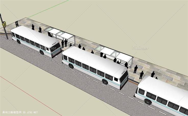 公交车站su模型