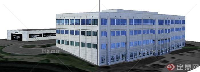现代四层办公楼建筑设计SU模型