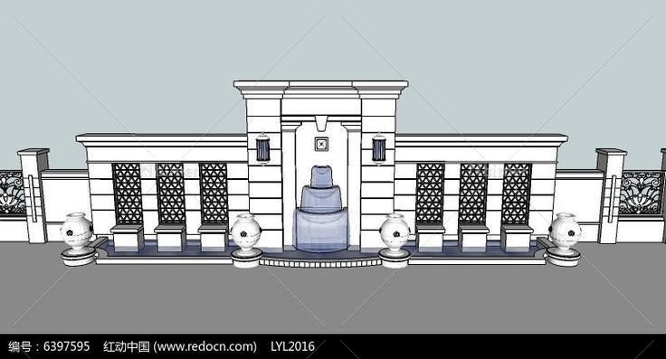 欧式白色门前叠水喷泉