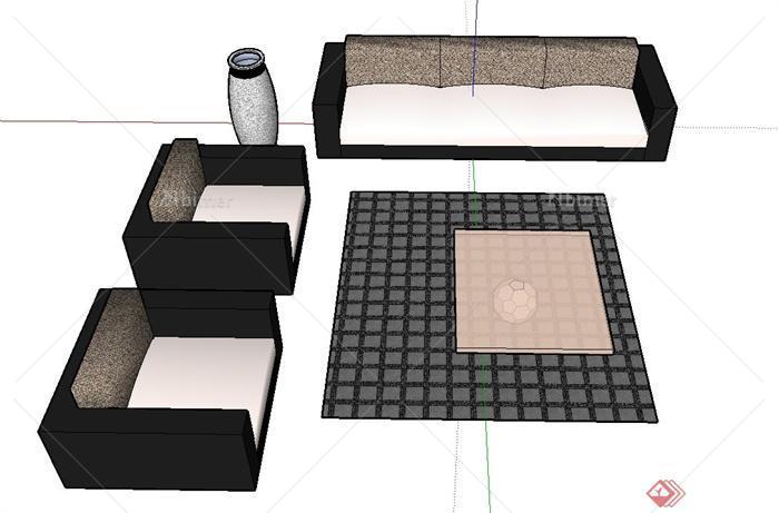 现代室内沙发套装组合设计SU模型