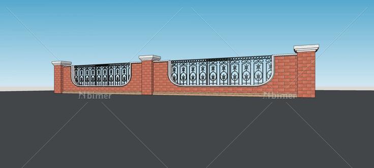 围墙护栏(77297)su模型下载