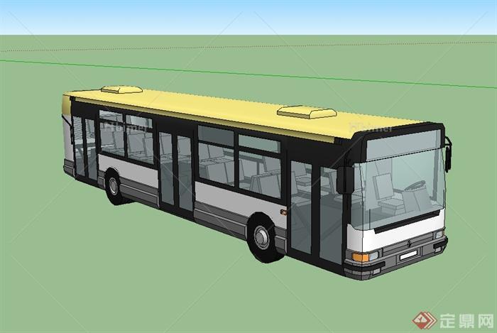 现代交通工具公交车设计su模型[原创]