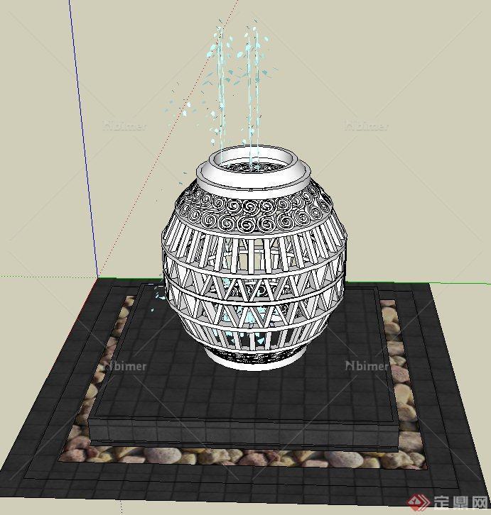 园林景观节点水景小品设计SU模型