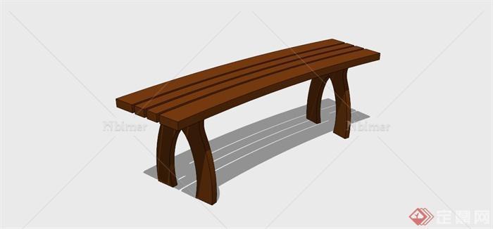 现代简约木凳长椅SU模型[原创]