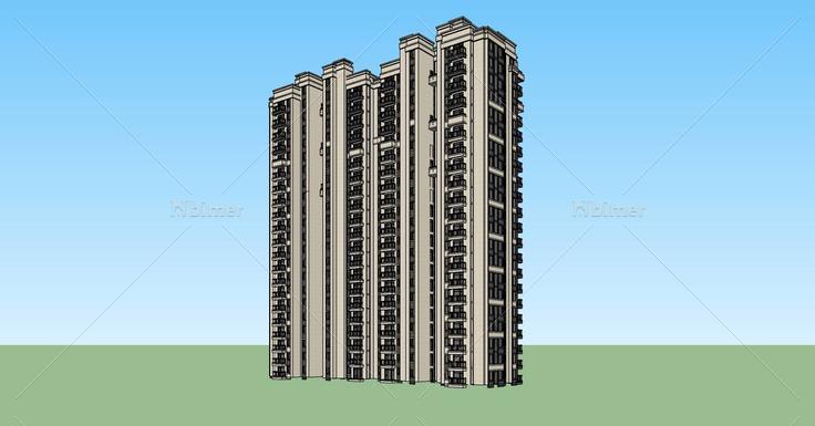 古典风格高层住宅楼(80352)su模型下载