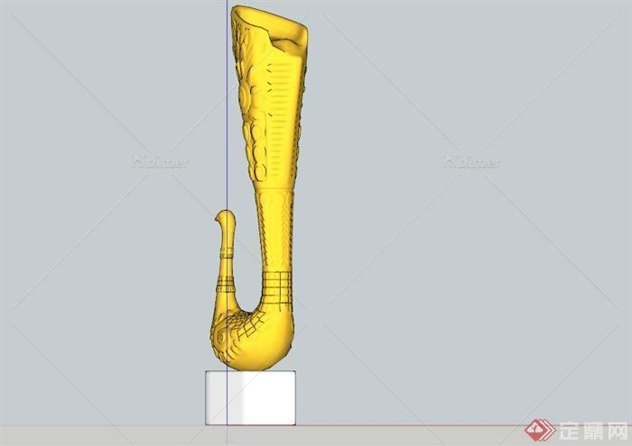 东南亚金孔雀雕塑小品SU模型