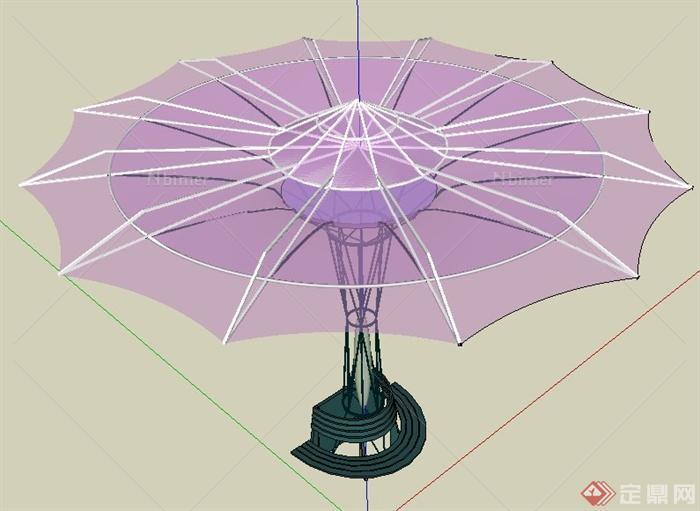 现代张拉膜景观柱设计su模型