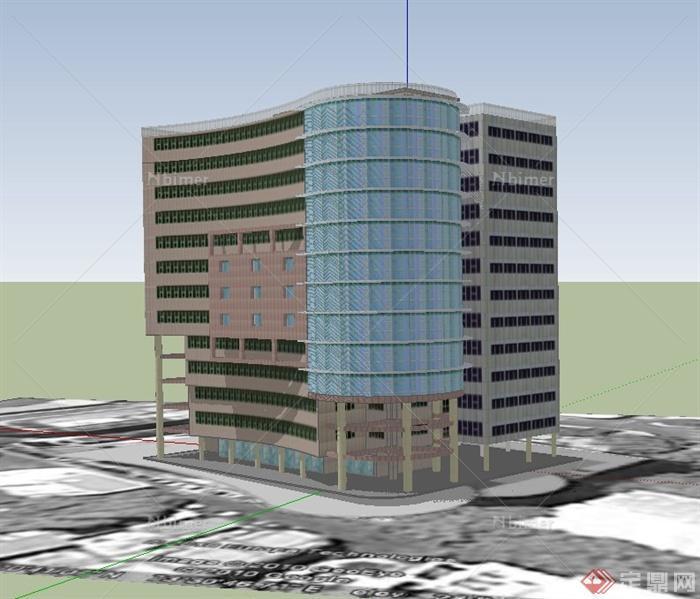 某现代风格13层办公建筑设计SU模型