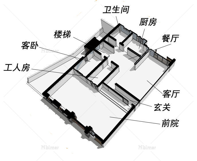 现代中式徽派别墅设计建筑（SU模型+JPG效果图）