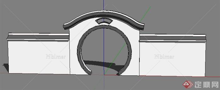 古典中式气息圆形拱门SU模型