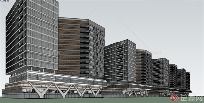 总部办公楼建筑设计方案sketchup模型[原创]