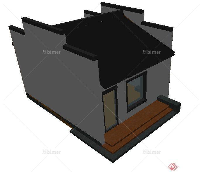 徽派中式风格门卫室建筑设计su模型