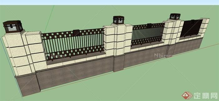 新古典围墙设计SU模型