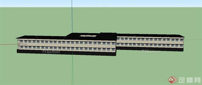 某现代两层交叉教学楼建筑设计SU模型