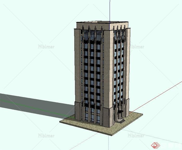 新古典风格办公楼建筑SU模型[原创]