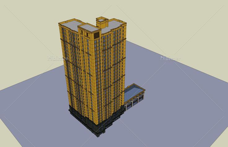欧式高层商业住宅楼(46586)su模型下载