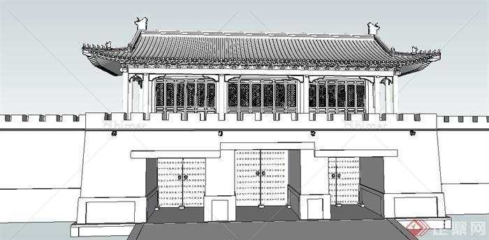 古典中式城门大门设计su模型[原创]