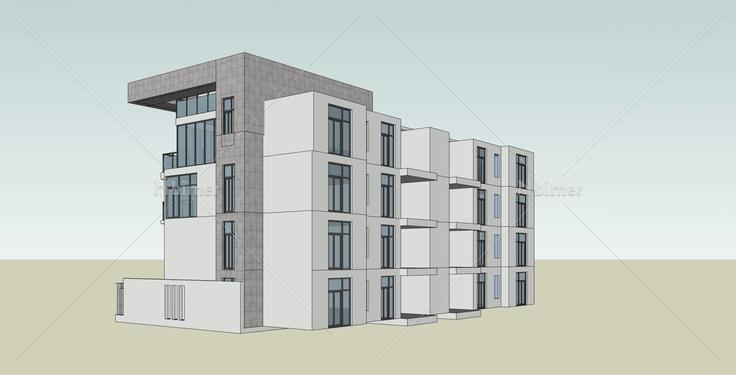 现代多层住宅楼(35479)su模型下载