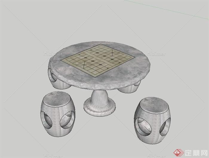 古典中式石桌设计su模型